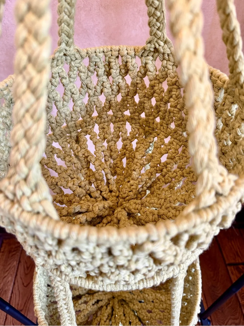 Original GoodVibeGoda Handmade Moss Green Macramé Hanging Basket - Home Accents